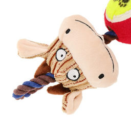 Игрушка для собак 3-в-1 Корова: канатная, мягкая с пищалкой, войлочный мяч, 30 см - Пижон фото 5