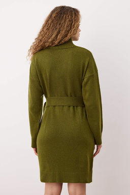 Haki Duz K?sa / Mini Yumusak Dokulu Oversize Kusak Detayl? K?sa/Mini Triko Elbise TWOAW26EL00155 - Trendyolmilla фото 4