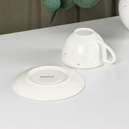 Чайная пара Доляна Млечный путь, 2 предмета: чашка 220 мл, блюдце d=13.5 см, фарфор, белая в крапинку