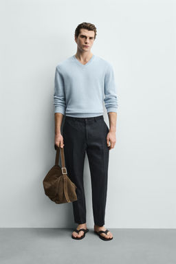 PANTAL?N REGULAR FIT 100% LINO / Marino - Zara фото 6
