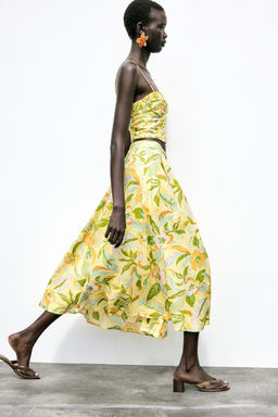 PRINTED LINEN BLEND SKIRT - Zara фото 3