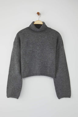 Kahverengi Wardrobe Essentials Genis Kal?p Yumusak Dokulu Crop/K?sa Triko Kazak TWOAW26KZ00113 - Trendyolmilla фото 11