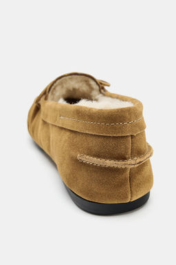 SPLIT SUEDE LOAFERS WITH FAUX SHEARLING - Zara фото 7