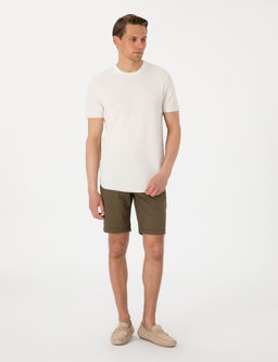 Haki Slim Fit Beli Lastikli Ba_c_kl_ Dokuma _ort