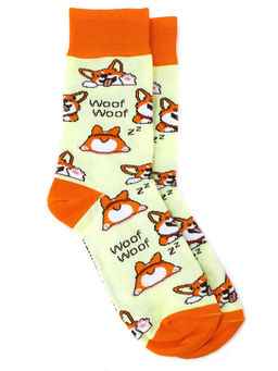 Носки р.35-40 Wow Корги на бежевом