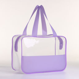 Косметичка-сумка на молнии для бассейна, большая, с ручками, прозрачная/сиреневая