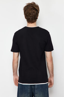 Siyah-Mint Regular/Normal Kesim 2li Paket Dokulu %100 Pamuklu T-Shirt TMNSS24TS00097 - Trendyolmilla фото 8