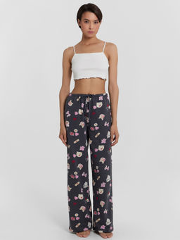 Брюки домашние женские серые с принтом