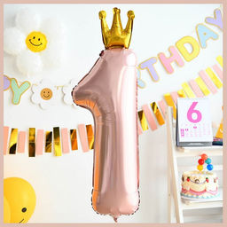 Воздушный шар фольгированный 32" «Цифра 1 с короной»