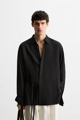 VISCOSE-LINEN SHIRT WITH TIE - Zara фото 2
