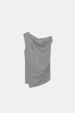 TOP ASIM?TRICO DRAPEADO. / Gris vigor? - Zara фото 4