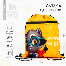 Мешок для обуви «Учусь на 5!» (с карманом) 41×31 см