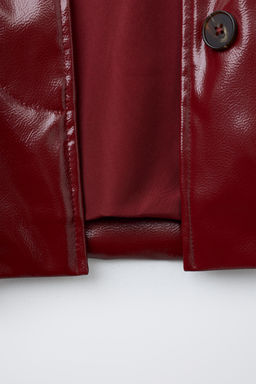 PATENT FAUX FUR COLLAR JACKET
