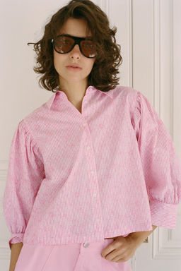 CAMISA RAYAS ESTAMPADO FLORAL / Rosa / Blanco - Zara фото 2
