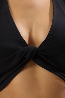 Siyah Dokuma Plaj Bluz-Etek Tak?m TBESS25AU00070