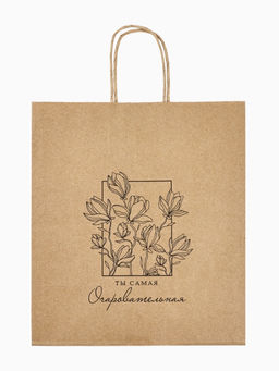 Цена за 10 шт. Пакет подарочный крафтовый Цветочный 22?25?12 см