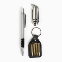 Набор подарочный 3 в 1, ручка, нож швейцарский, брелок-патроны