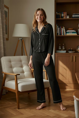 Trendyolmilla Siyah Biyeli Viskon Dokuma Pijama Tak?m? THMAW21PT0292  фото 30