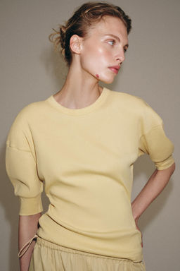 CAMISETA RIB MANGA VOLUMEN / Amarillo medio - Zara фото 2