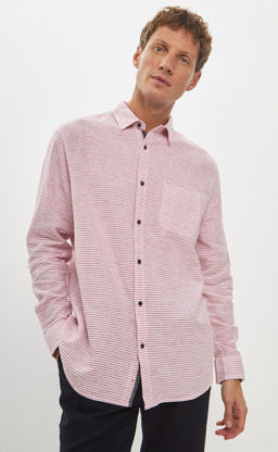 Рубашка д/р лен P411-0489 red