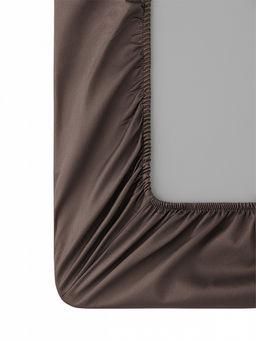 Проcтыня натяжная сатин 140x200+25 коричневый сатин - Denastia фото 3