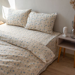 КПБ Чистый хлопок 1,5 спальный, наволочки 50х70, поплин, 100% хлопок, Гербариум ВБ Пододеяльник 146х215 с прорезью, простыня классическая 150х215 подшита с 4-х сторон, наволочки 50х70 с клапаном - 2 шт. - Традиция фото 57