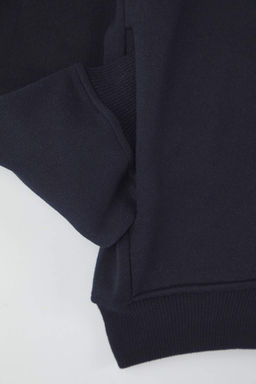 Lacivert Oversize/Genis Kesim Fermuarl? S?cak Tutan Kapusonlu Sweatshirt-H?rka TMNAW24SW00049