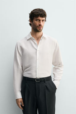 CAMISA REGULAR FIT LINO - LYOCELL / Blanco - Zara фото 2