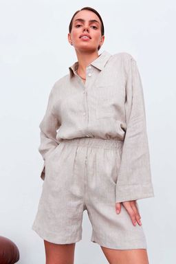 Рубашка короткая S021_LBGE/Светло-бежевый