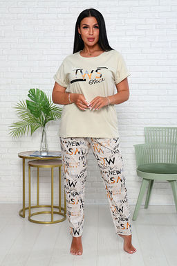 Костюм с брюками чинос, принт, бежевый (911-3) - Плиона фото 3