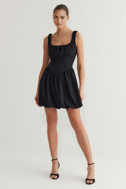 TRENDYOLMILLA Siyah A-Kesim Dokuma K?sa S?k Elbise TPRSS25EL00067  фото 7