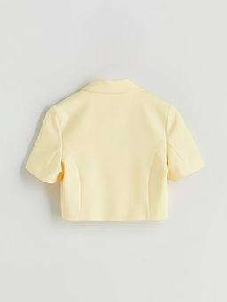 ?i?ekli K?z ?ocuk Crop Ceket