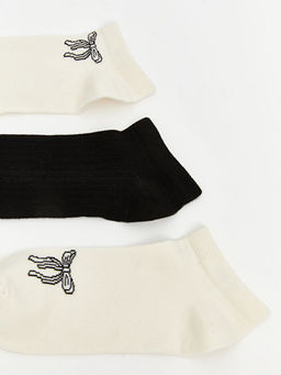 Kurdele Bask?l? Kad?n Patik ?orap 5li Paket