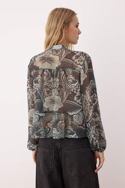 Haki-Cok Renkli Floral Desenli Astars?z Sifon Gomlek TWOAW26GO00057