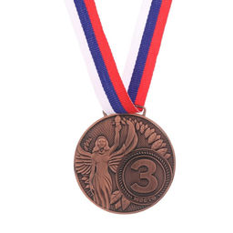 Медаль призовая Ника диам 4,5 см. 3 место. Цвет бронз. С лентой