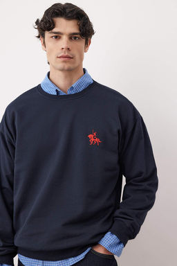 TRENDYOL MAN Antrasit Melanj Oversize/Genis Kesim Uzun Kol Hayvan Nak?sl? Sweatshirt TMNAW24SW00164 - Trendyolmilla фото 31