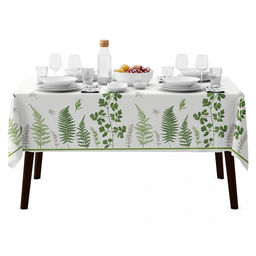 Скатерть 220х145см "Ботаника", длина стола до 180см, на 8-10 персон, рогожка 186г/м2, хлопок 100%, упаковка классическая 28х41см, "Домашняя мода" (Россия)