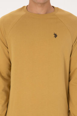 Erkek Regular Fit Bisiklet Yaka Hardal _nce Basic Sweatshirt Sepette S_rpriz _ndirim