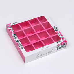 Цена за 5 шт. Коробка под 16 конфет Девушка в шляпе, 17.7?17.7?3.8 см