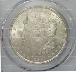 1 доллар 1921 года США Доллар Моргана (в слабе PCGS MS63)