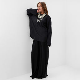 Костюм женский: блуза, брюки, MIST Classic collection, размер 44-46, чёрный