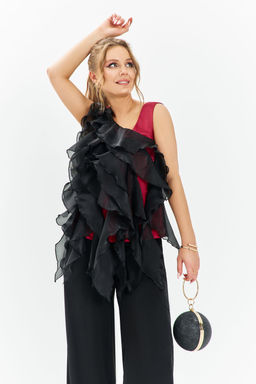 Блуза Euro Moda 681 красный, чёрный