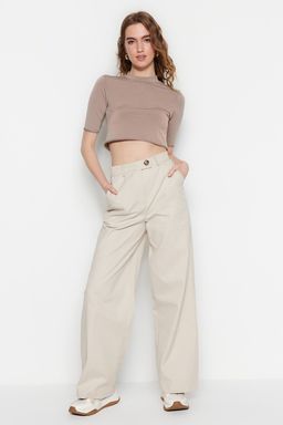 TRENDYOLMILLA Tas Wide Leg/Genis Paca Dokuma Pantolon TWOSS23PL00142 фото 9