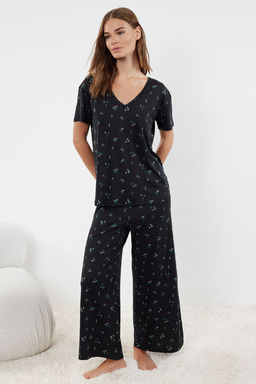 Trendyolmilla Pudra-Cok Renkli Cicekli Orme Pijama Tak?m? THMSS24PT00231 фото 2