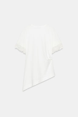 CAMISETA ASIM?TRICA ENCAJE / Blanco - Zara фото 7