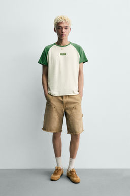 CAMISETA COLOR BLOCK ESTAMPADO BRASIL / Verde / Crudo