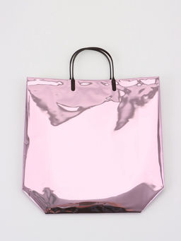Пакет подарочный ПВХ, голография, розовый, пластиковая ручка, 32×28×11 см