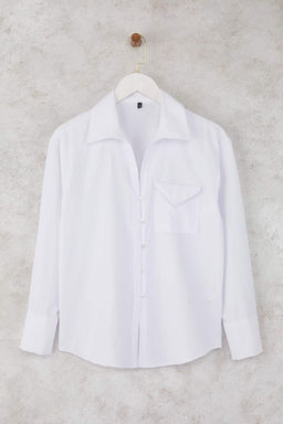 Beyaz Cep Detayl? Onu Dugmeli Gomlek TWOAW26GO00058 - Trendyolmilla фото 5