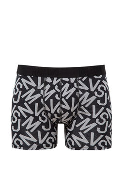 Bask?l? Siyah Boxer