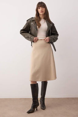 Bej Selanik A-line/Can Ac?lan Midi Orme Etek TWOAW26ET00149 - Trendyolmilla фото 2